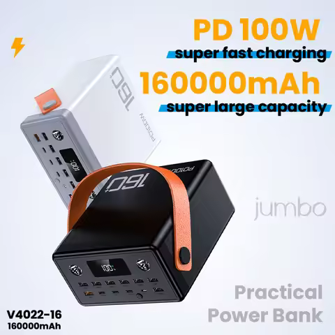 160000mAh Portable Power Bank Extra Large Capacity PD100W Fast Charging External Spare Battery for I