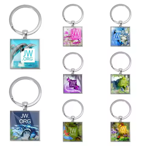 JW.ORG Keychain Jehovah'S Witnesses JW Photo Glass Pendant Keychain 25mm Handmade Square keychain Ca