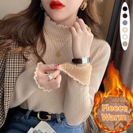 Plush Turtle Neck Sweater for Women in Autumn and Winter Thickened Half High Neck Knitted Fleeced Sw