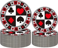 50Pcs Casino Party Supplies Poker Paper Plates Set 9"Playing Card Dinner Plates 7"Casino Plates for 