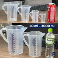 Measuring cup capacity 50ml-100ml-250ml-500ml-1L-2L-3L transparent PP plastic with bold, clear, easy