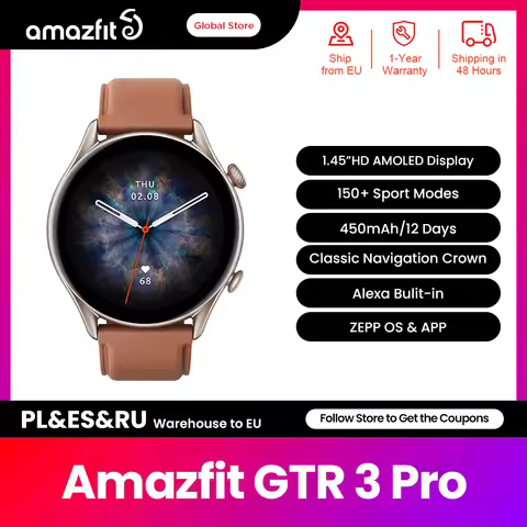 [Only For Euro] Amazfit GTR 3 Pro GTR3 Pro GTR-3 Pro 46mm Smartwatch Stress Level Monitoring 150+ Sp