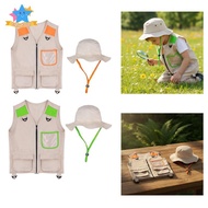 [Edstars] Kids Explorer Vest and Hat Costume Children Birthday Gift Educational Cargo Vest Kids Cosp
