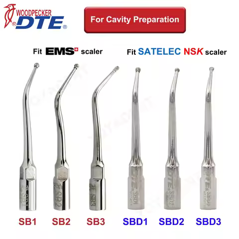 Original Woodpecker DTE Dental Scaler Tips Ultrasonic Scaling Tip Cavity Preparation Fit EMS SATELEC