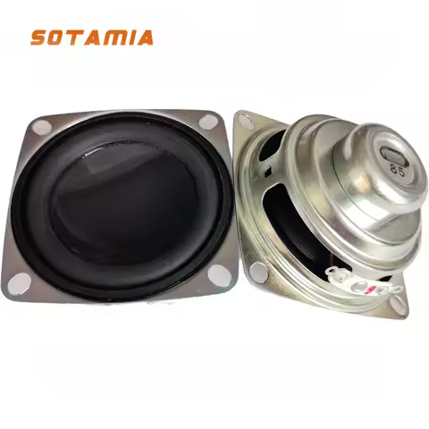 SOTAMIA 2Pcs 2 Inch Square Audio Speaker 52mm 8 Ohm 5W 16 Core Rubber Edge Horn Full Range LoudSpeak