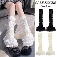 1/2Pairs JK Lolita Bowknot  Lace Sock - Korean Cute Ruffle Knee Length Socks - Fashion Breathable So