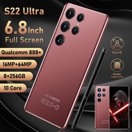 【original ready】Original phone S22 Ultra S22Ultra 6.8 Inch hp 8G RAM 256G ROM 16MP 64MP 6800mah cheap cellphone washing warehouse Android 12.0 AI powered Face Recognition Unlocked Mobile Phones Qualcomm 888+