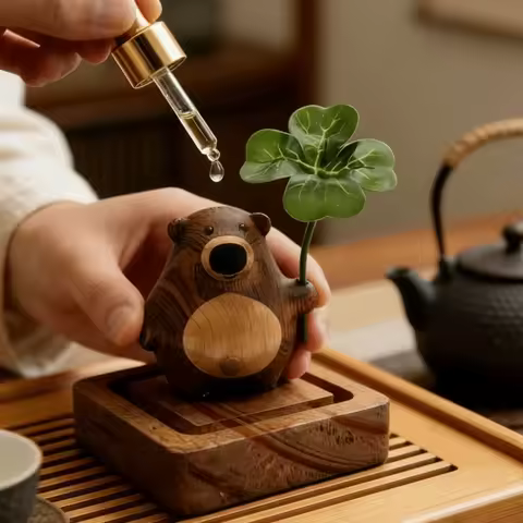 Creative Wood Aroma Diffuser Cute Bear Long-Lasting Essential Oil Diffuser Fragrance Ornament Deskto