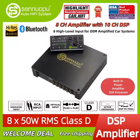 Sennuopu DS-M10Pro 8CH Car Audio Amplifier 10CH DSP Sound Tuning Vehicle Audio Amp Global Direct Shi
