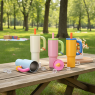 1200ml Double-Wall Glass Tumbler with Handle, 316 Stainless Steel Lid & Straw, Cute Aesthetic Design