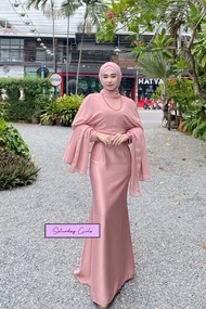 ชุดเดรสมุสลิม รุ่นทิชา limited edition เดรสผ้าซาร่า แฟชั่นมุสลิม ชุดใส่รายอ เดรสใส่ไปงานแต่ง