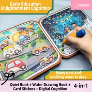 Kids Magic Water Painting Coloring Book Set Sketchbook Drawing Educational Toys Sticker Quiet Book G