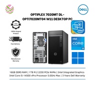 Dell OptiPlex 7020MT-i51450-16G-1TB-W11 Desktop PC (i5-14500 vPro, 16GB, 1TB, Intel, W11P) DL-OPTI70