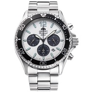 ORIENT MAKO RN-TX0203S Chronograph Solar Panda White Dial Black Bezel Men Watch