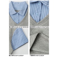 Cod American Retro Fake Two-Piece Shirt Stitching Short-Sleeved Shoulder Top Hot Girl Slim-Fit Slimm