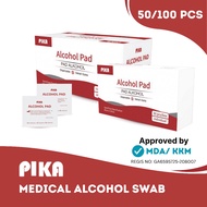 PIKA Alcohol Pad Swab 75% Alkohol 50pcs/100pcs Box Sterilisation Wet Wipes 酒精棉片