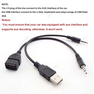 20cm Aux Audio converter 3.5mm male Cable To USB female male connector Usb Cable Adapter wire cord  