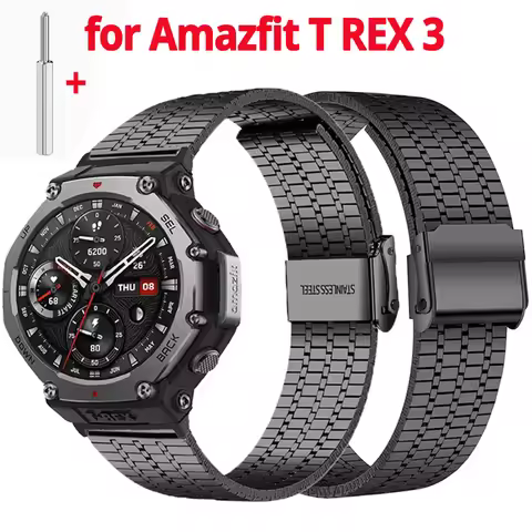 Strap for Amazfit T-Rex 3 T Rex 3 Bracelet Metal Stainless Steel Watch Band for Amazfit T Rex3 Strap