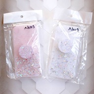 Ykcs 0299 OPPO A37 NEO 9 A39 A57 RENO 5 6 4G pop socket jelly casing HP clear glitter clear pink