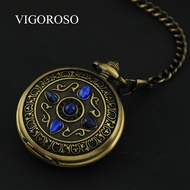 High Quality Mechanical Pocket Watch Blue Stone Black Steel Roman Dial Pocket Watch Men's Clock With Chain relogio de bolso