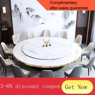 YQ60 Hotel Large round Table Set Stone Plate Large Dining Table Custom Luxury Rotating Dining Table Villa Club Marble Di
