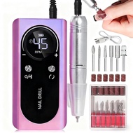 Professional Nail Drill Machine, 45,000 RPM Electric E-File for Acrylic Gel Nails, with 6 Bits and S