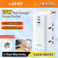 LDNIO SK4396 70W Fast Charger Tower Extension Socket with USB+Type C,Surge Protector Extension Cord 