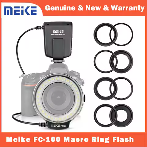 Meike FC-100 FC100 Manual LED Macro Ring Flash Light with 7 Adapter Ring for Canon Nikon Olympus Pen