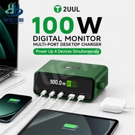 2UUL PC12 100W Digital Monitor Multi Port Desktop Charger 3 USB C 2 USB A PD 3.0 QC 3.0 Fast Chargin