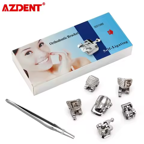 24pcs/Box AZDENT Dental Orthodontic Bracket Passive Self Ligating Braces Roth 0.022 Hooks 345 with 1