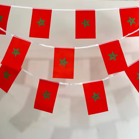 20Pcs Morocco Flags 14x21cm polyester Hanging maro moroccan morocco National flags Home Decoration