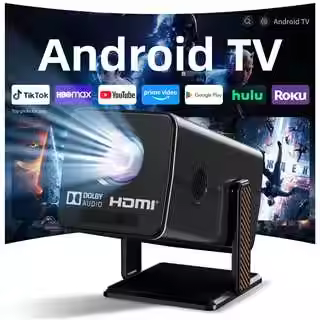 Portable Mini Projector Native 1080P 4K Supported Android 13 230ANSI 16GB RAM Auto Focus WiFi 5 BT5.