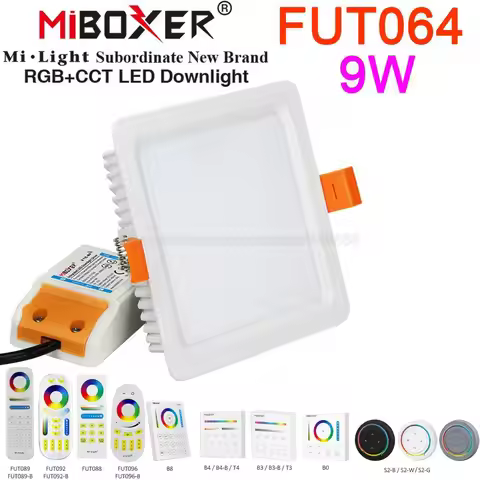 MiBoxer FUT064 9W RGB+CCT Square LED Downlight AC110V 220V LED Ceiling Spotlight 2.4G Wireless Contr