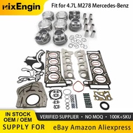 Engine Head Gaskets Pistons W/ Ring Bearing Shell Fit 4.6 4.7 L For Mercedes-Benz S550 E500 C218 W21