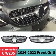Front Bumper Grille Racing Grill Diamond Style For Mercedes Benz C W205 C205 S205 C43 2014-2022 C180