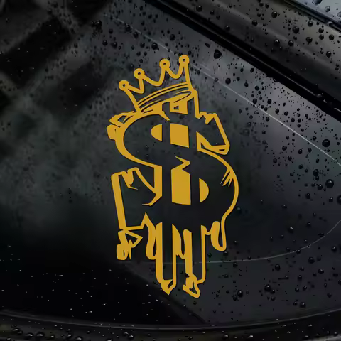Crown Dollar Fuel Tank Cap Car Window Glass Sticker Decorative and Interesting Personalized Car Stic