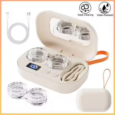 Rechargable portable Ultrasonic Contact Lens Cleaner machine Fit Disposal Soft Lens, Colored Contact