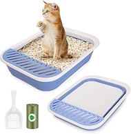 Collapsible Kitten Litter Box, ShineMe Open Top Small Cat Litter Box with Scoop and Litter Bag, Anti