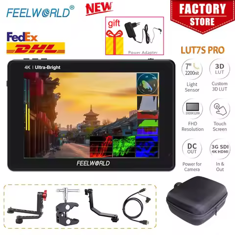 FEELWORLD New LUT7S PRO 7 Inch 2200nits DSLR Camera Field Monitor Ultra Bright 3D LUT Touch Screen 4