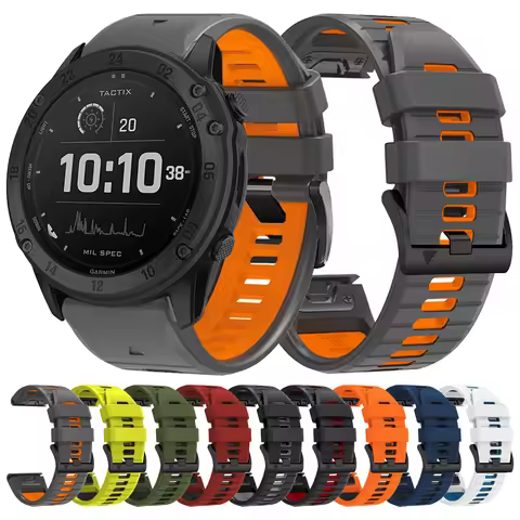 Two-Tone Silicone Watch Band For Garmin TACTIX DELTA/Instinct 2X/Descent Mk2 Mk2i G1/MARQ/Enduro 2 Q