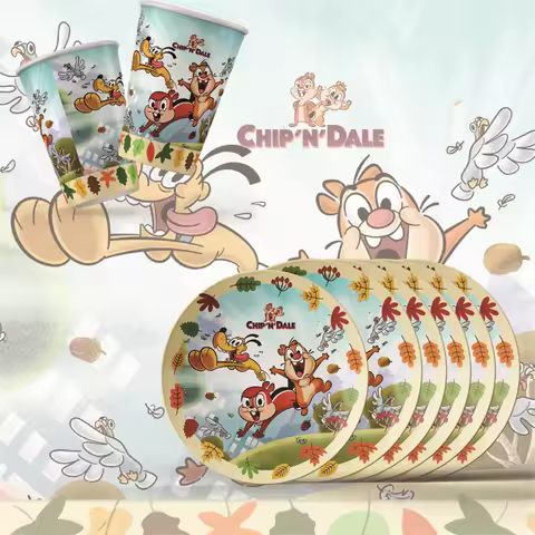 Chip 'n' Dale Series Party Disposable Tableware Paper Cups Plates Chip and Dale Balloons Children Bi