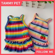 1PC Lovely Dog's Clothes Color Striped Cherry Princess Dress Small Dog Clothes Cat Summer Clothes Pr