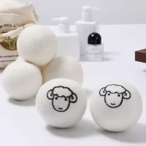 ‌"6pcs 100% Wool Dryer Balls - Reusable Eco-Friendly Fabric Softener, Reduces Drying Times 30%, Natu