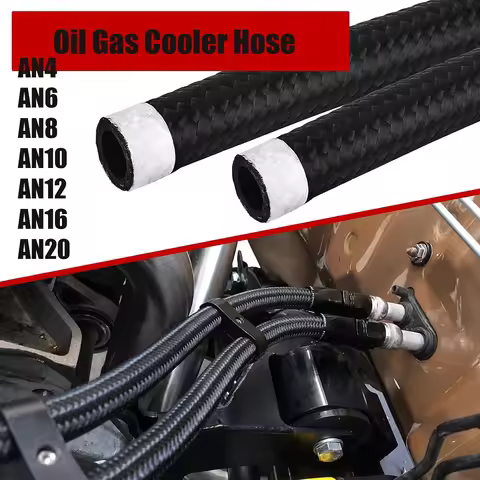 Oil Gas Cooler Hose Line Pipe Tube Fuel Line AN4 AN6 AN8 AN10 AN12 AN16 AN20Braided Fuel Hose Nylon 