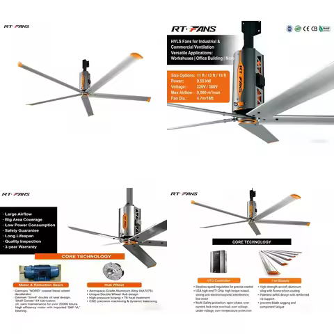 HVLS Industrial Ceiling Fan Large Cooling Ventilation Fan for Factory Warehouse Office
