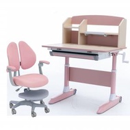 威帕斯 - 威帕斯 - WIPAS-威帕斯501 人體工學手動升降兒童學習枱連書架 (80cm) 加可升降矯正坐姿座椅套裝(粉紅色)