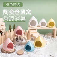 Rumah persembunyian seramik hamster, rumah penyejuk musim panas, sarang kecil untuk hamster emas, be