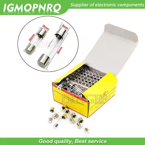 100PCS 5*20mm 6*30mm Fast Blow Glass Tube Fuses 5x20mm 6x30mm 250V 0.5A 1A 2A 3A 4A 5A 6A 8A 10A 15A