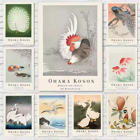 Japanese Ohara Koson Works Posters Vintage Ukiyo-e Flower and Bird Painting Prints Ukiyo-e Wall Pict