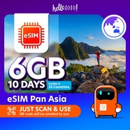 Hello1010 eSIM Pan Asia 10 Days (33 countries)